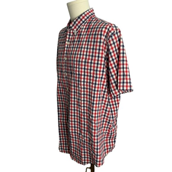Croft & Barrow Mens Red/Blue Plaid Short Sleeve Button-Down Shirt XXL Stretch - Picture 3 of 6
